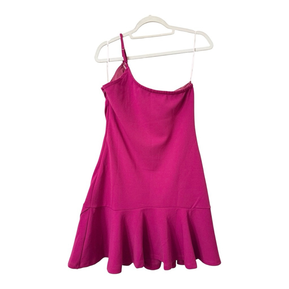 Lulus Glamour Goals Magenta One-Shoulder Trumpet Hem Mini Dress Size M - Picture 5 of 11